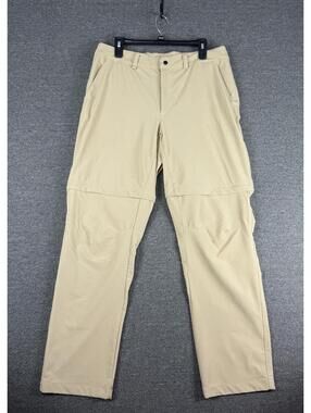 North Face Convertible Pants Mens 34x32 Khaki Zip Off Nylon Hiking Outdoor Trail